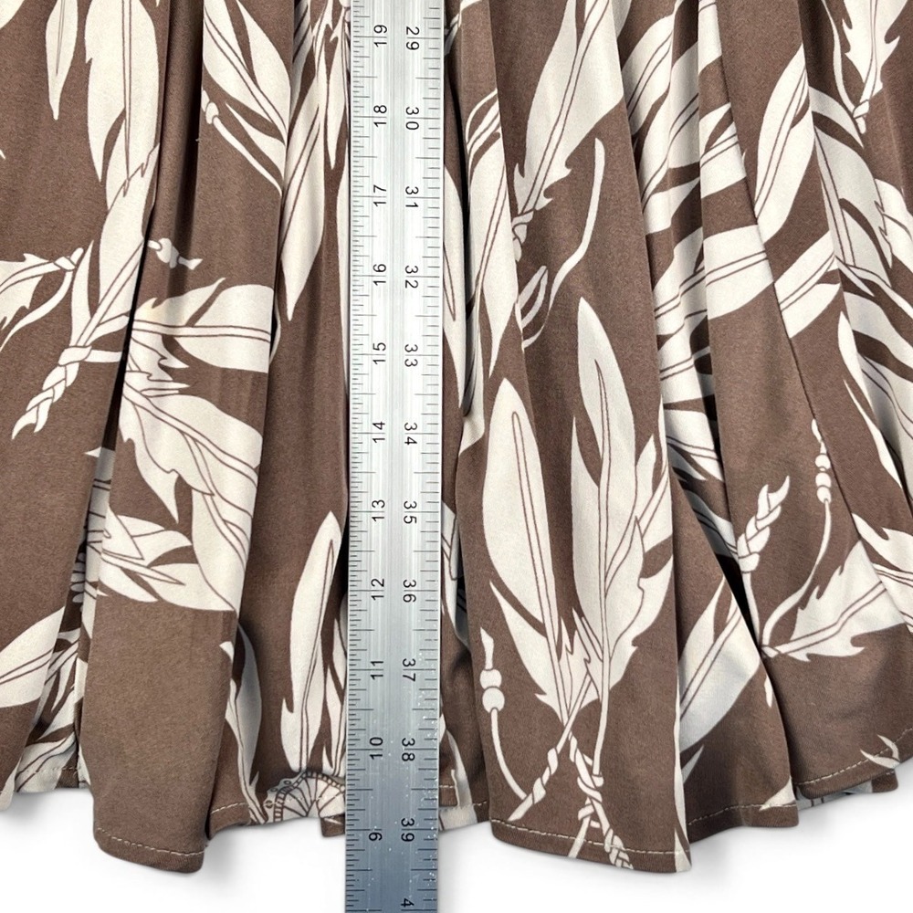 Mara Hoffman Sz Small Jersey Flared Halter Midi Dress Brown Cream Feathers - Picture 9 of 10